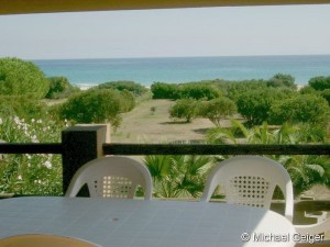 Meerblick vom Balkon der Ferienwohnung Ginster an der Costa Rei, Sardinien